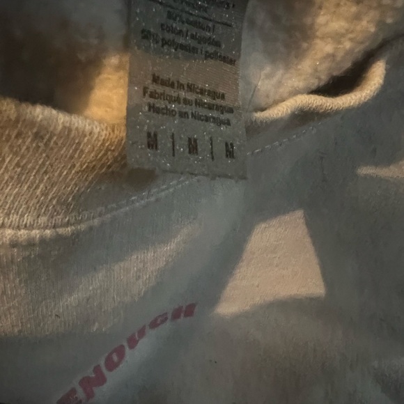 White and Pink Crew Neck Sweater with Ribbed Cuffs - Picture 3 of 3